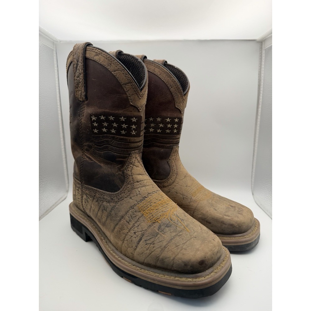 Hoss Men's Brown Pull-On Boots Slip Resistant Rubber Outsole US 6 EU 37